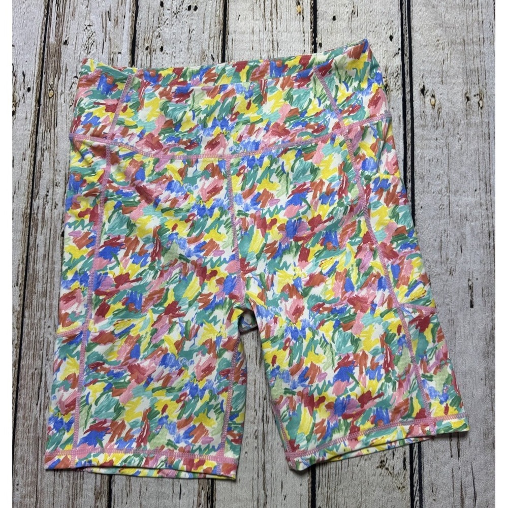 Tuckernuck Sport Compression Biker Shorts Watercolor Abstract Womens Size M